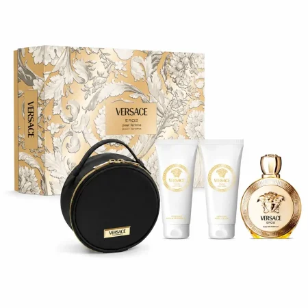 VERSACE - GIFT SET EROS EDP 100ML + SHOWER GEL 100ML + LOTION 100ML + VERSACE ROUND MAKEUP CASE